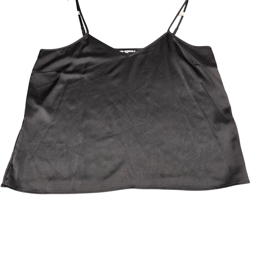 Karl‎ Lagerfeld Paris Black Satin Cami Top Size Large